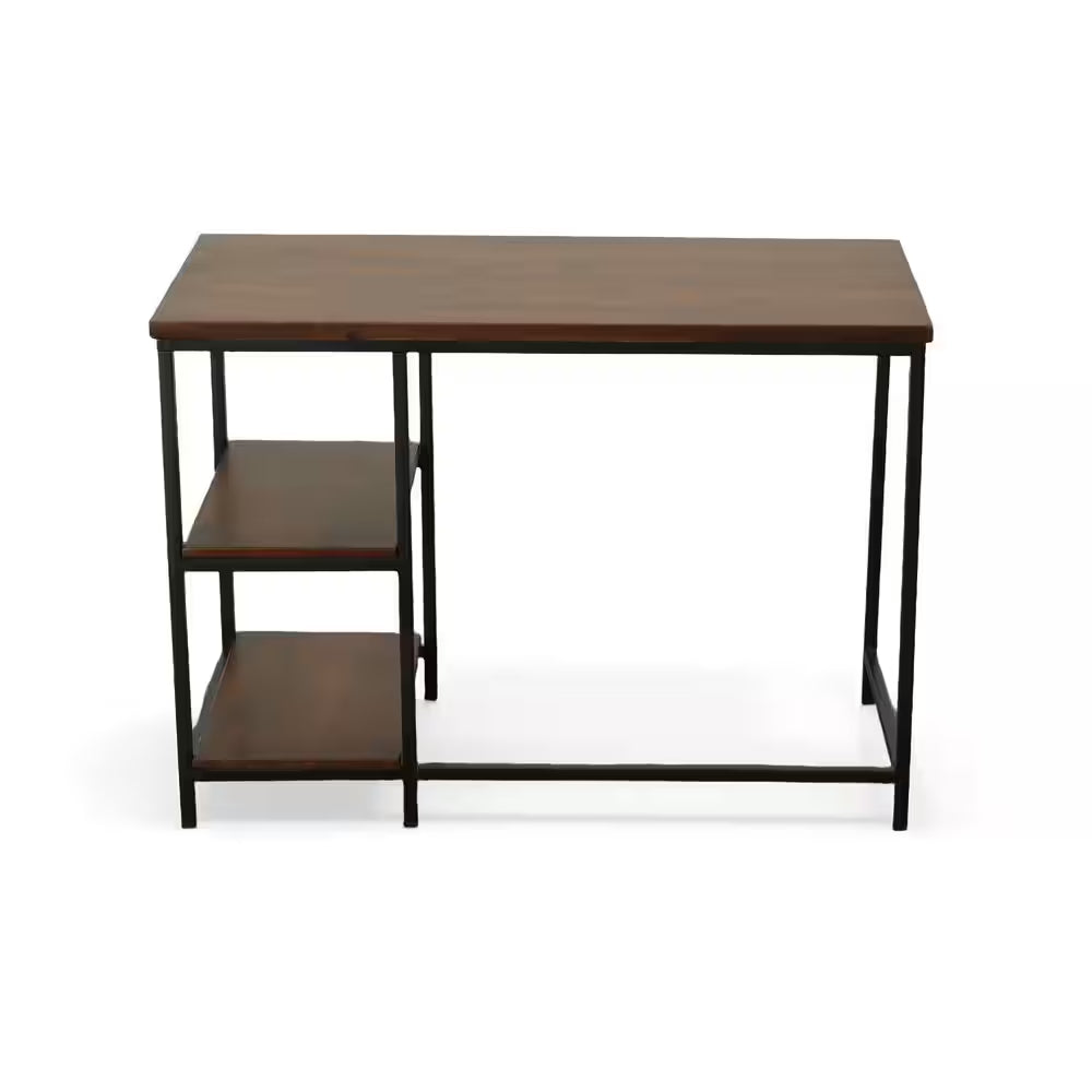 42 In. Rectangular Chestnut/Black Writing Desks with Solid Wood Top