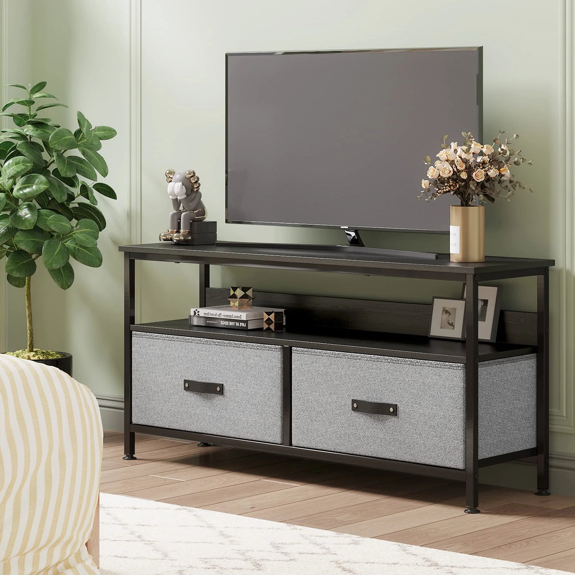 Dresser TV Stand, Entertainment Center with Storage, 43 Inch TV Stand, Grey