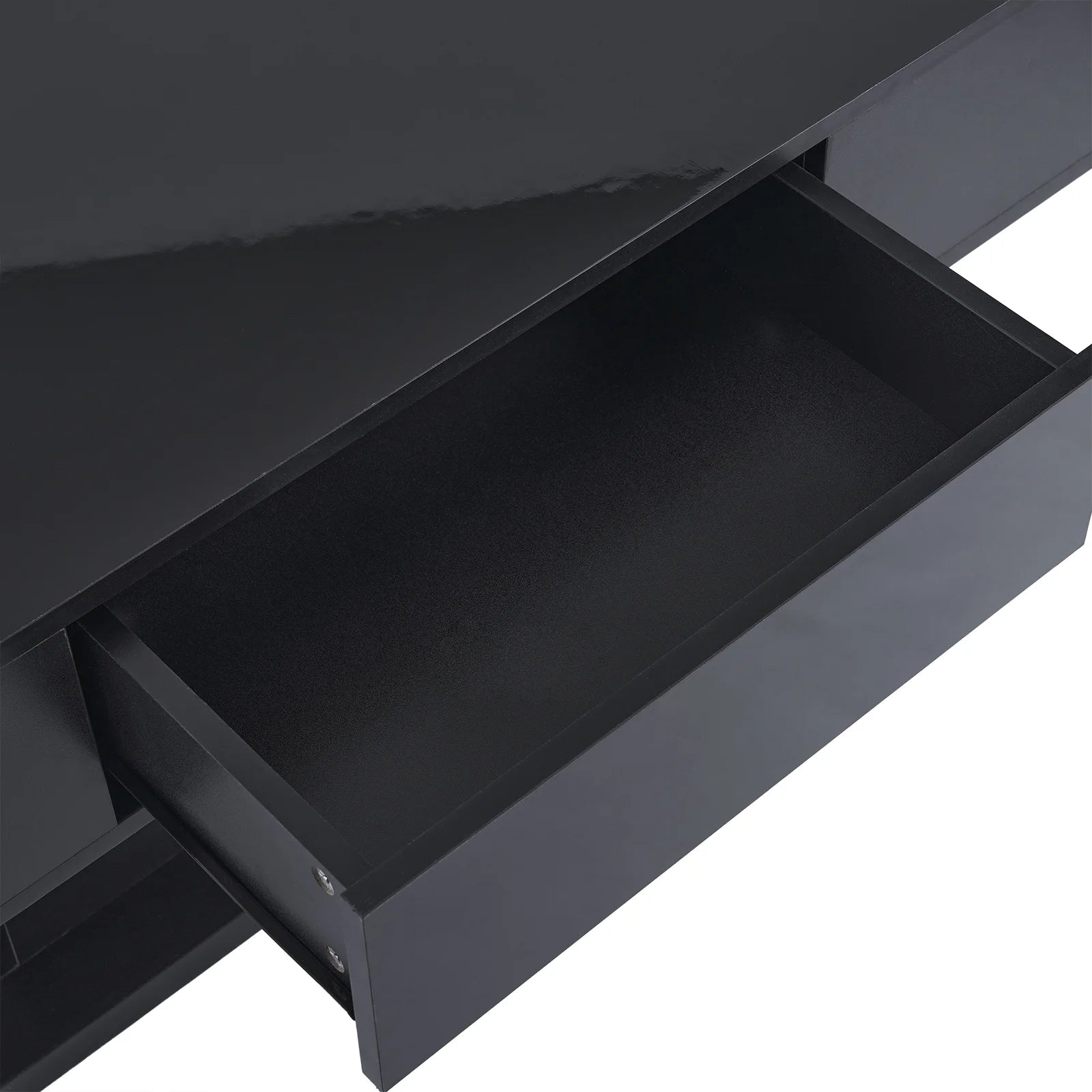 LED Coffee Table with 1 Drawers, High Gloss Cocktail Table Accent Furniture for Living Room 43.3" Black