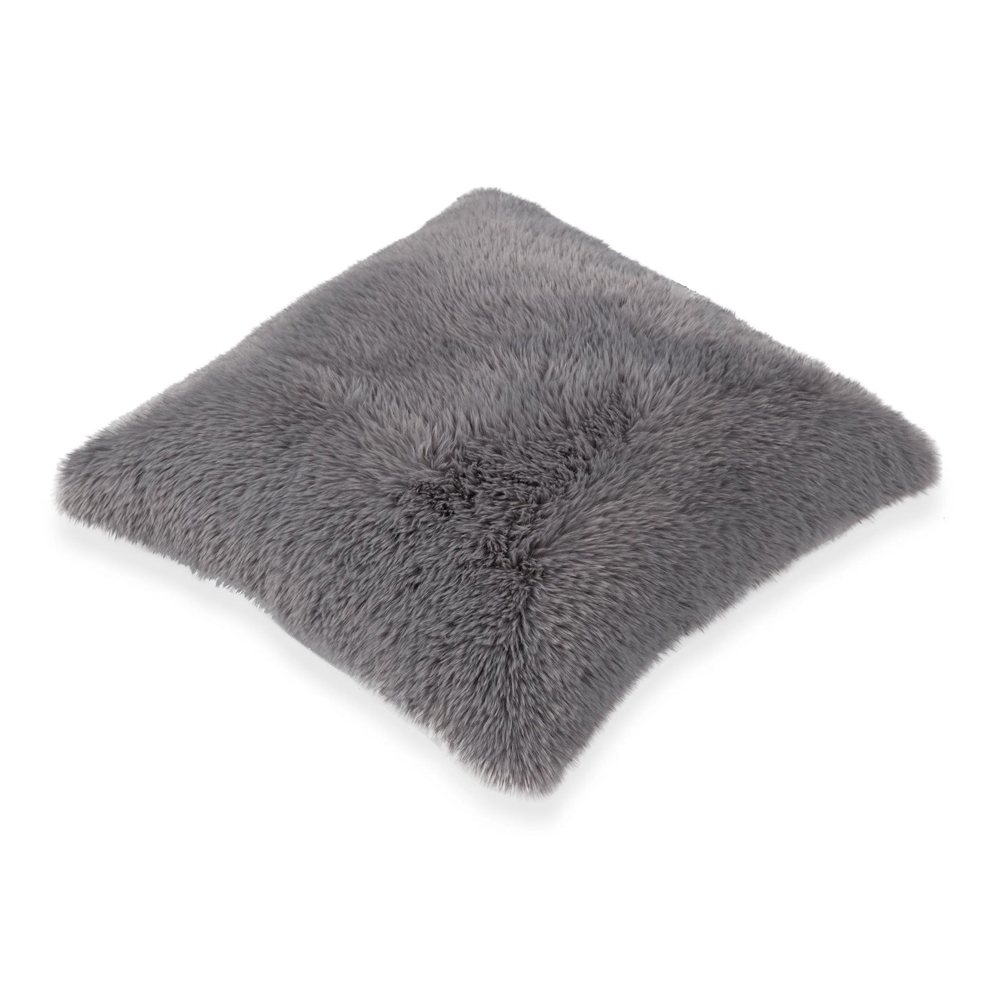 Super Lux Shag Faux Fur Gray Pillow, 19" X 19" , Square, 1 per Pack