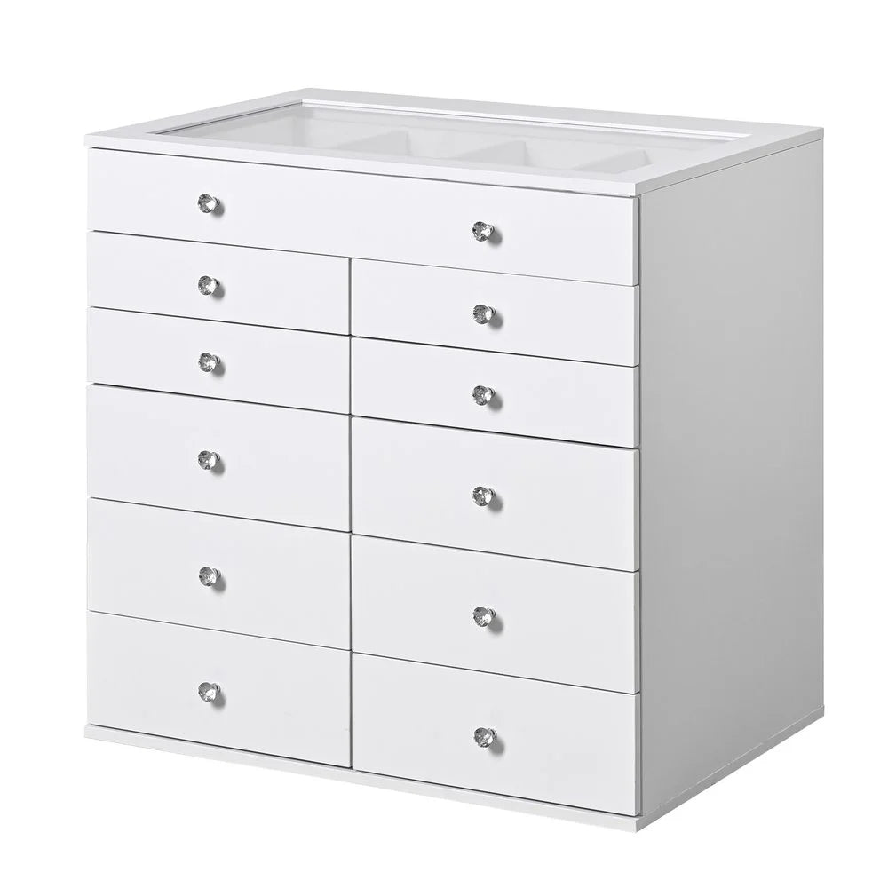 Display Chest with 11 Drawer, Craft Storage Organization (White)