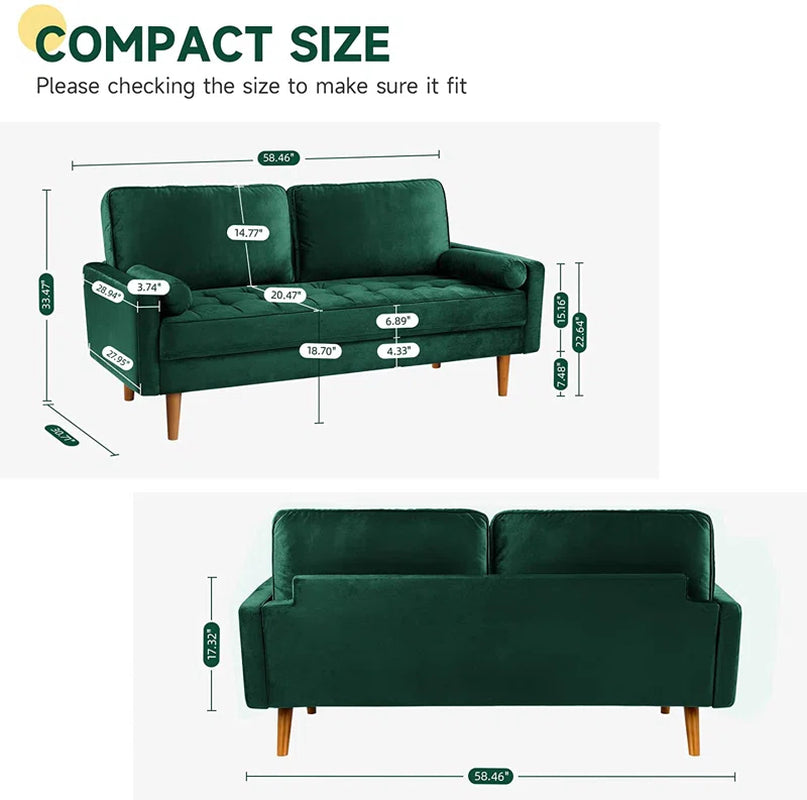 Delicat 58.46'' Velvet Loveseat