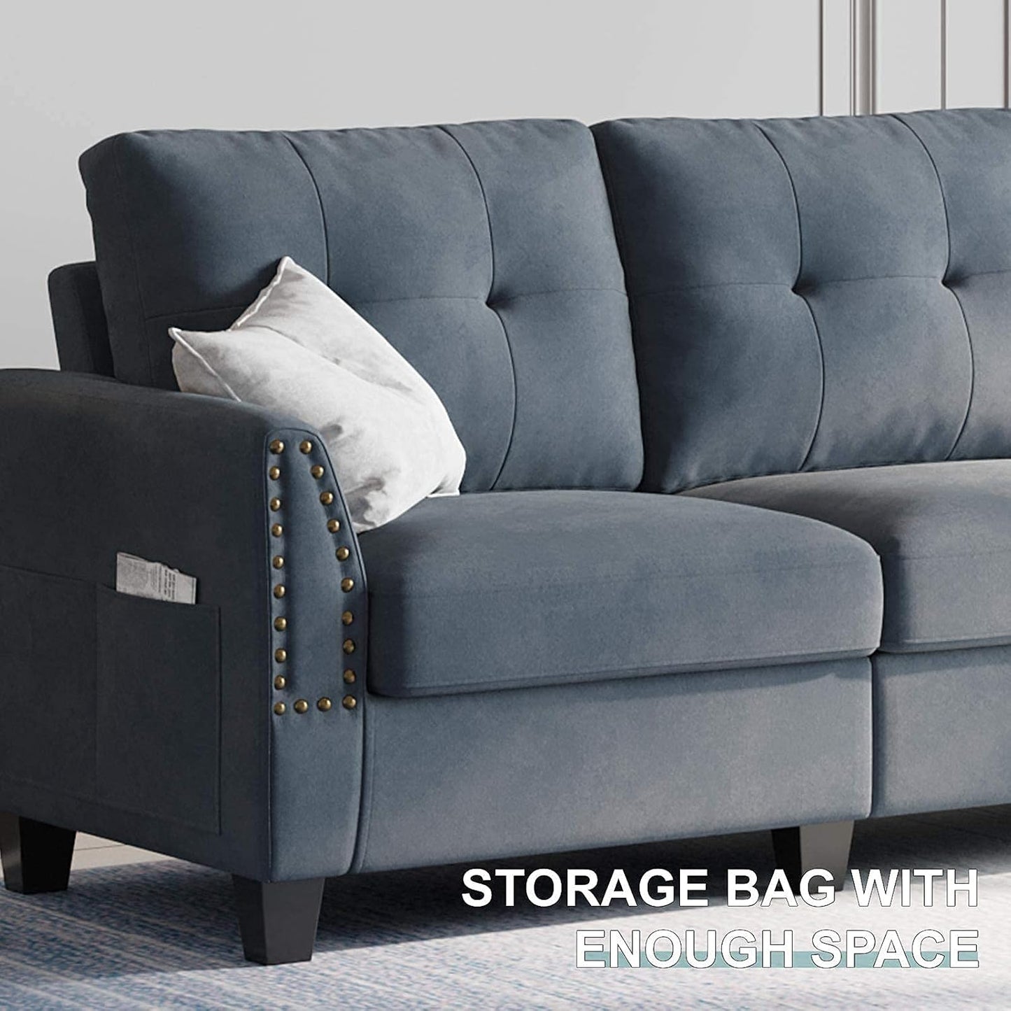 Loveseat Sofa Couch Bluish Grey Loveseat for Small Spaces