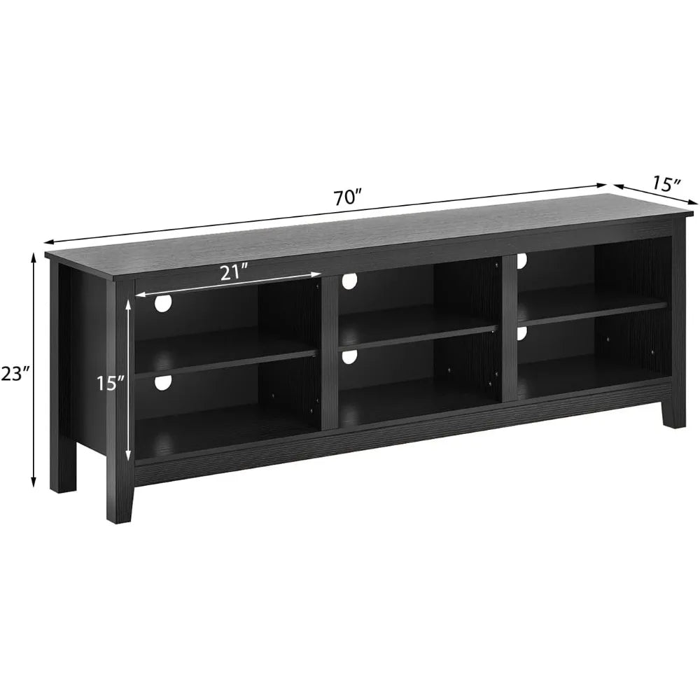 TV Stand, Moden 6 Cubby TV Stand for 75-Inch TV, Storage TV Table Stand