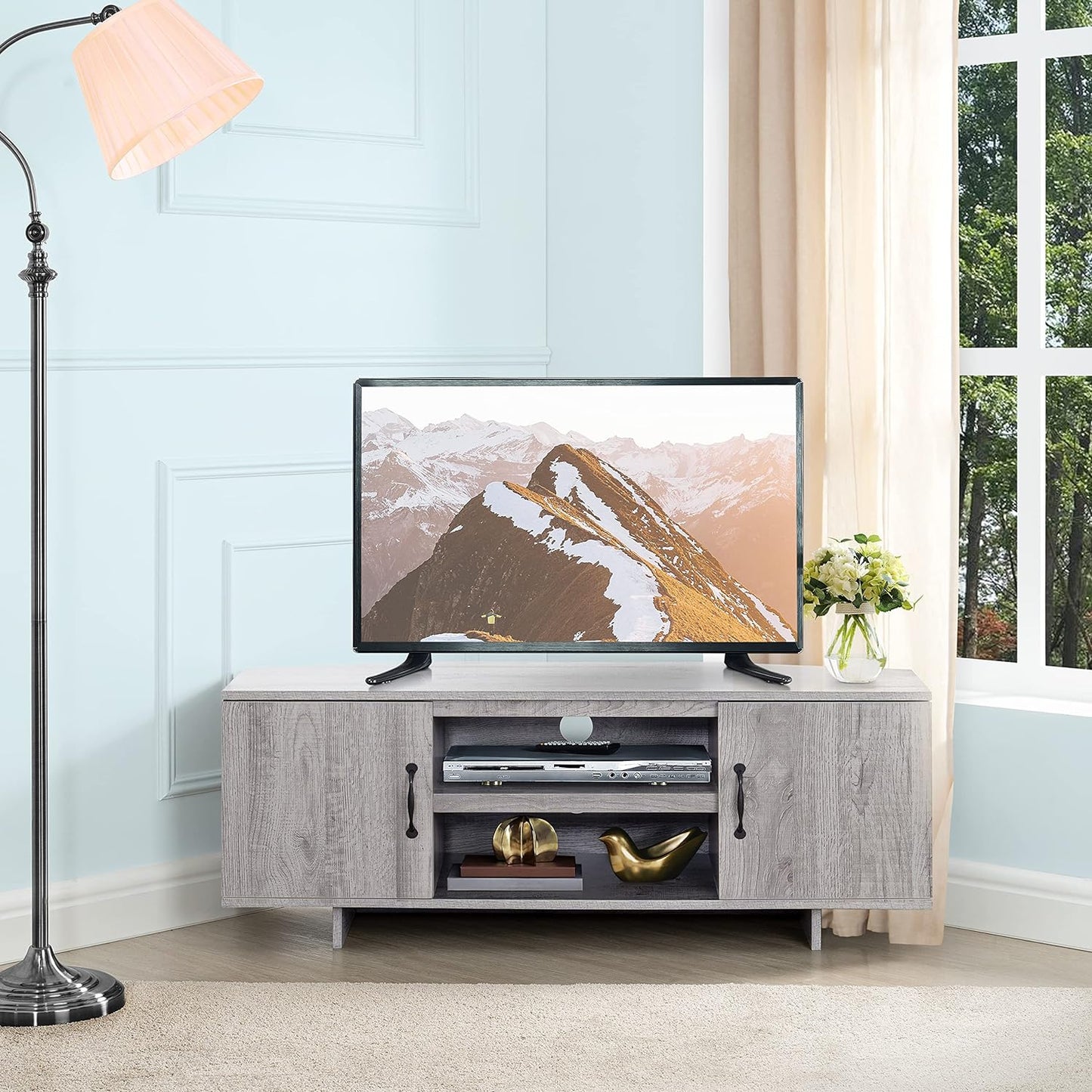 Corner TV Stand for 50" TV, Storage Space