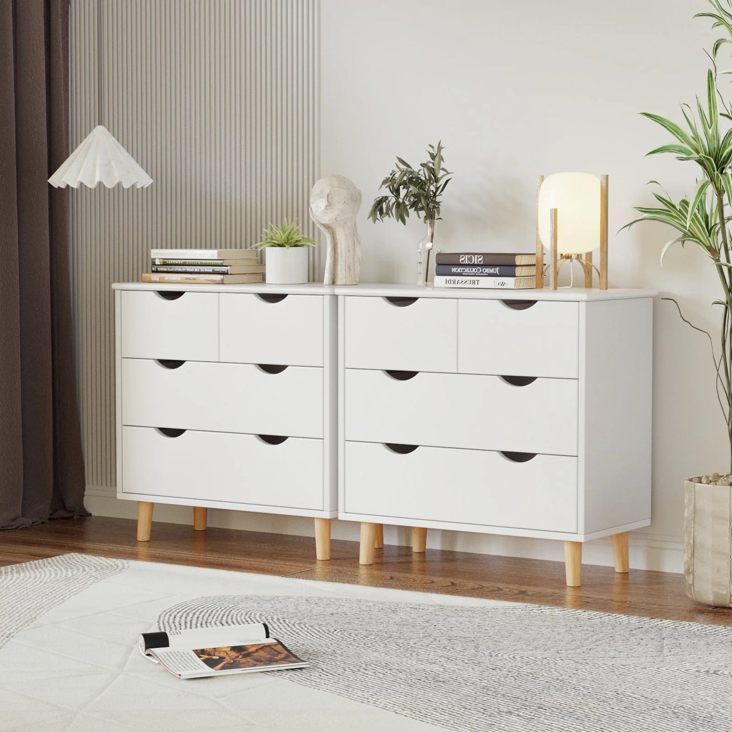 4 Drawer Dresser, Wood Storage Dresser White