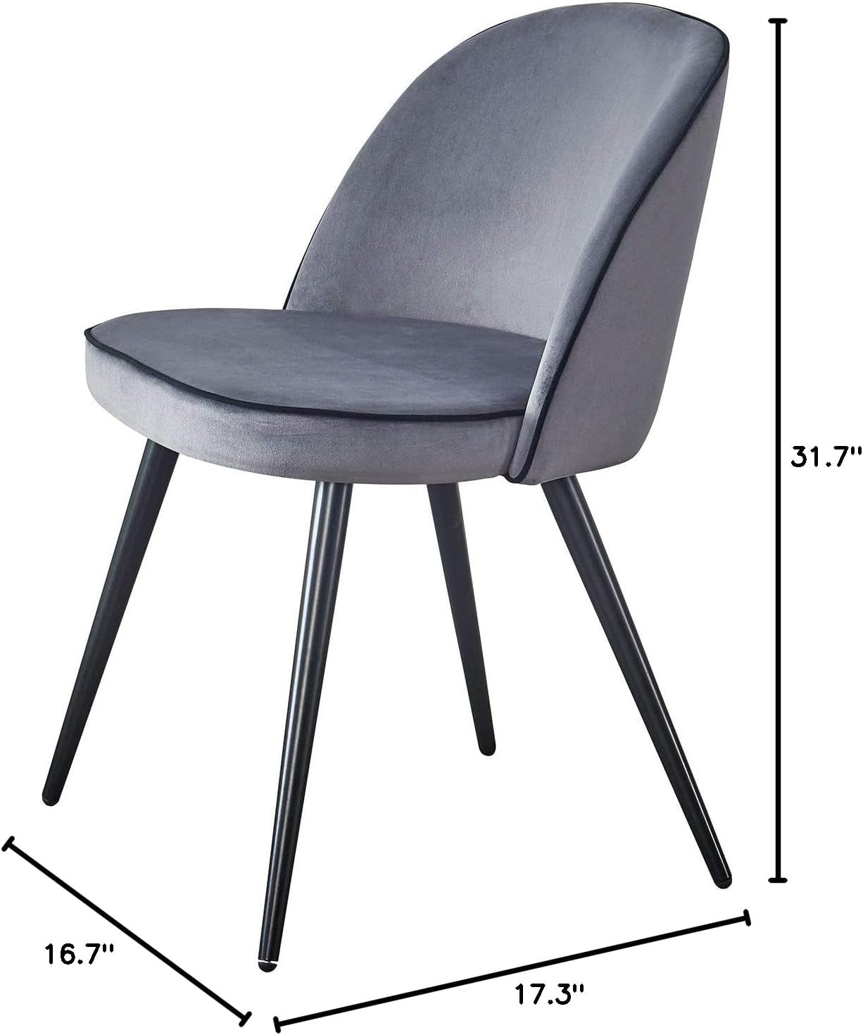 Dining Room Chairs Set of 4 W/Soft Velvet Seat Backrest and Metal Legs (4, Grey)