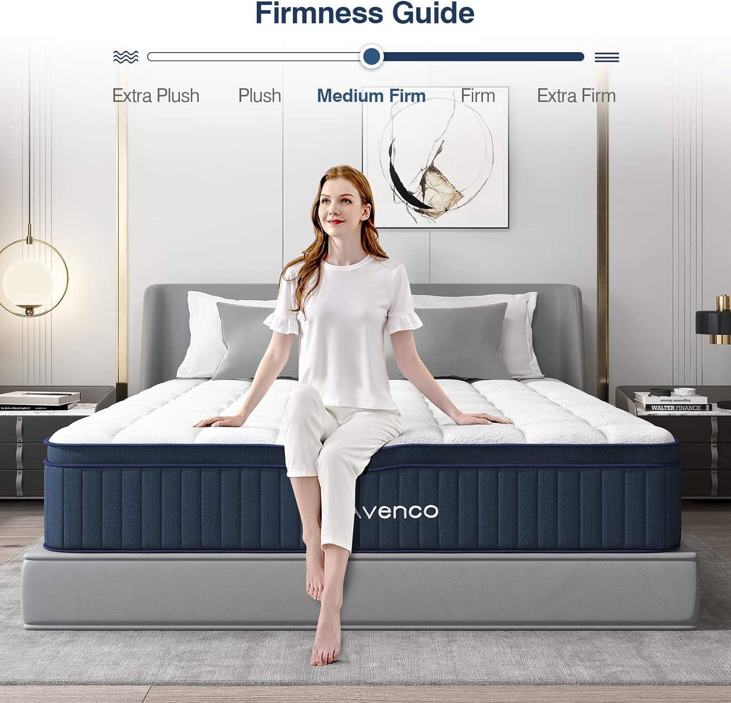 King Size Mattress, Hybrid Mattress in a Box, 12 Inch Medium Firm Individual Pocket Innerspring Mattress, Cool Touch Feeling Fabric, Motion Isolation, Peaceful Sleep