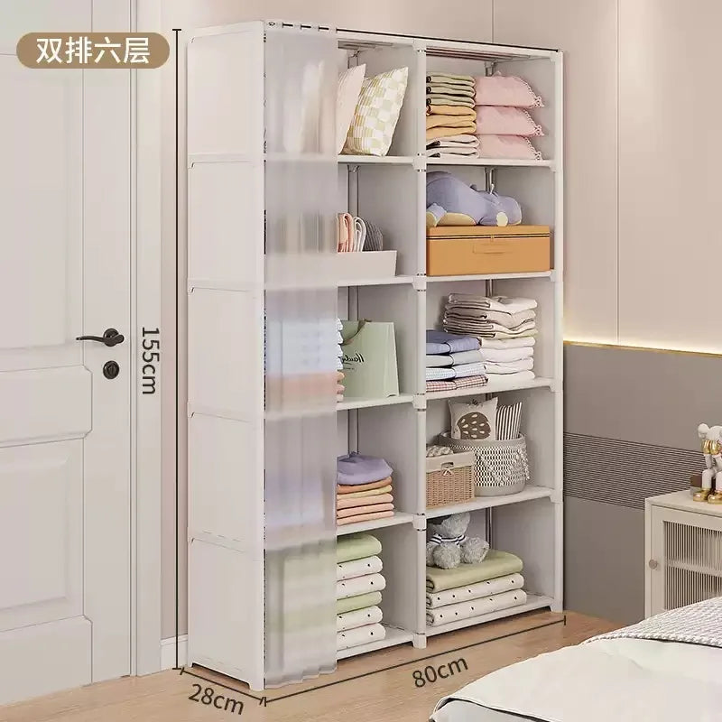 Dust-Proof Wardrobe, Simple Assembly Shelves Cabinet Storage