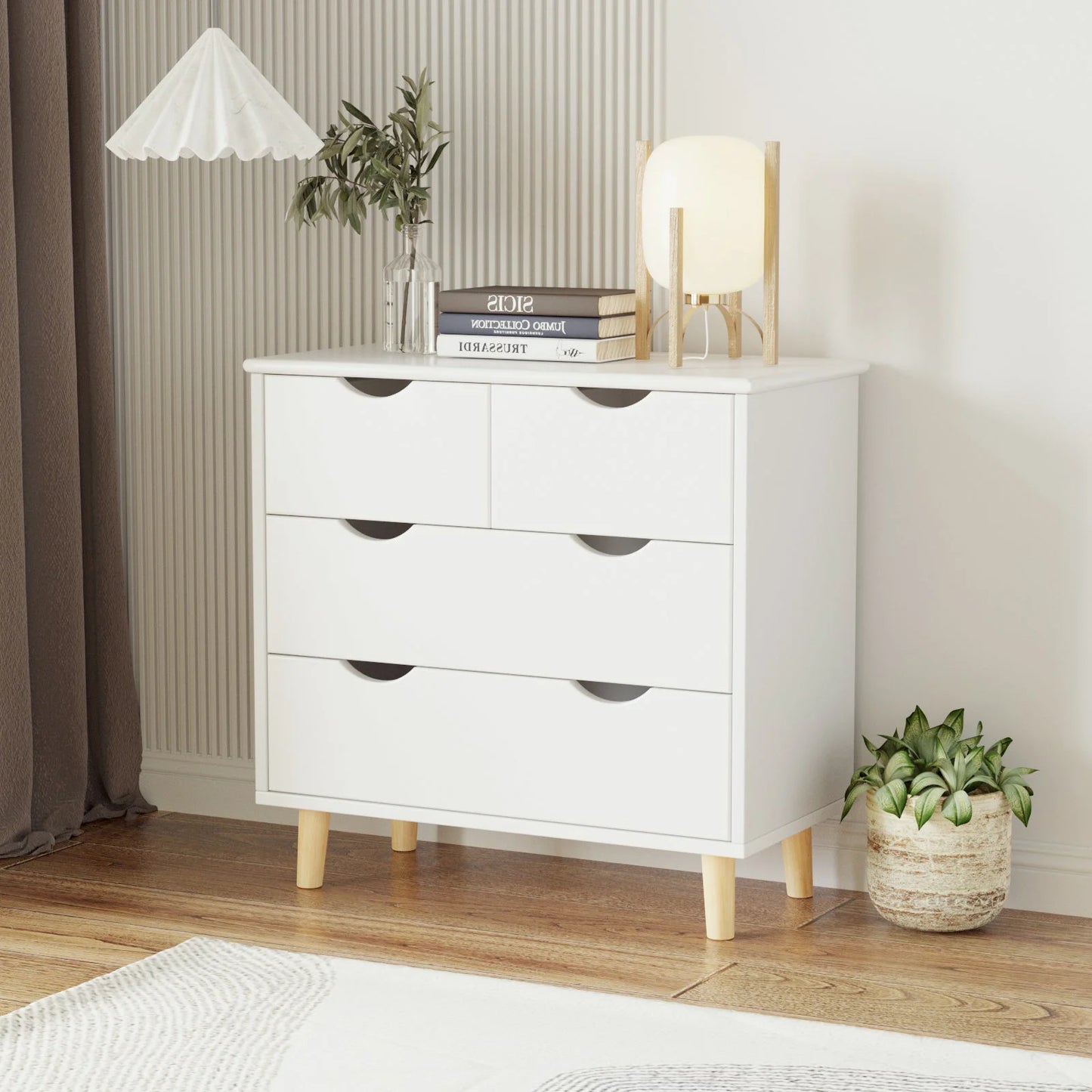 4 Drawer Dresser, Wood Storage Dresser White