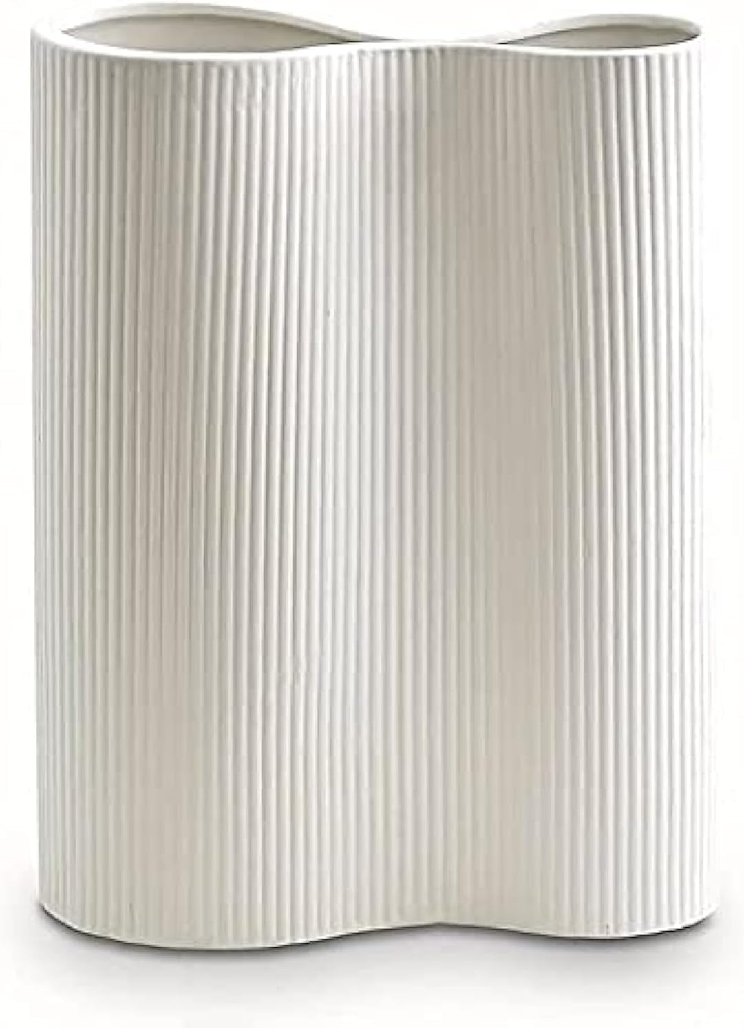 Luxe Infinity White Vase, 9” White Ceramic Vase