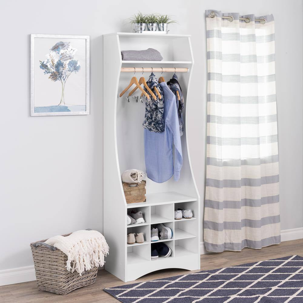 White Compact Wardrobe with Shoe Storage