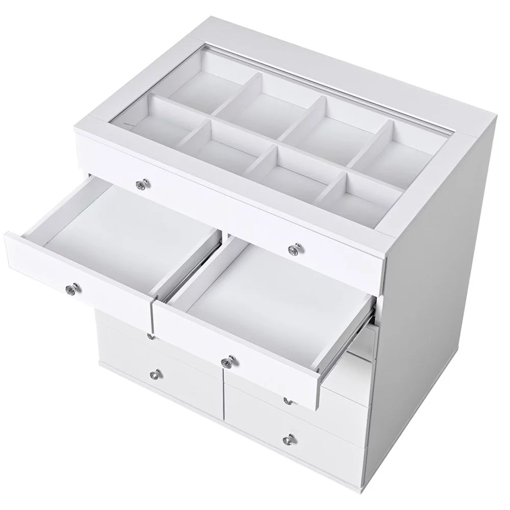 Display Chest with 11 Drawer, Craft Storage Organization (White)