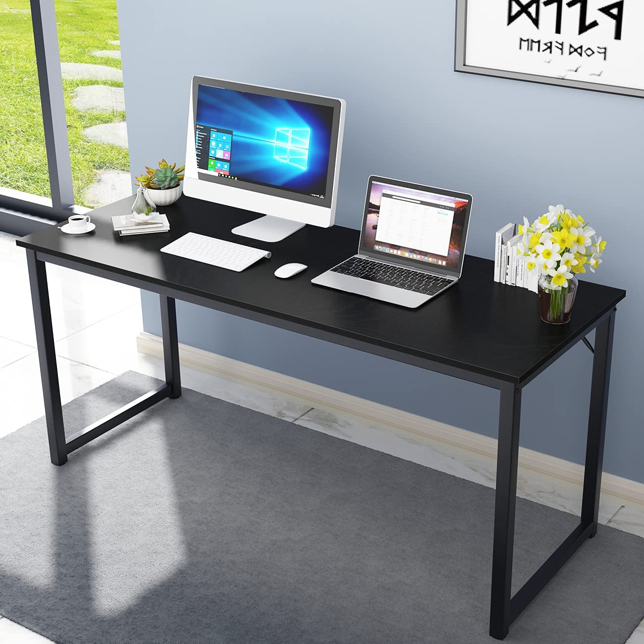 Computer Desk 63 Inches, Black BHUS-GCP2JJ-160BK