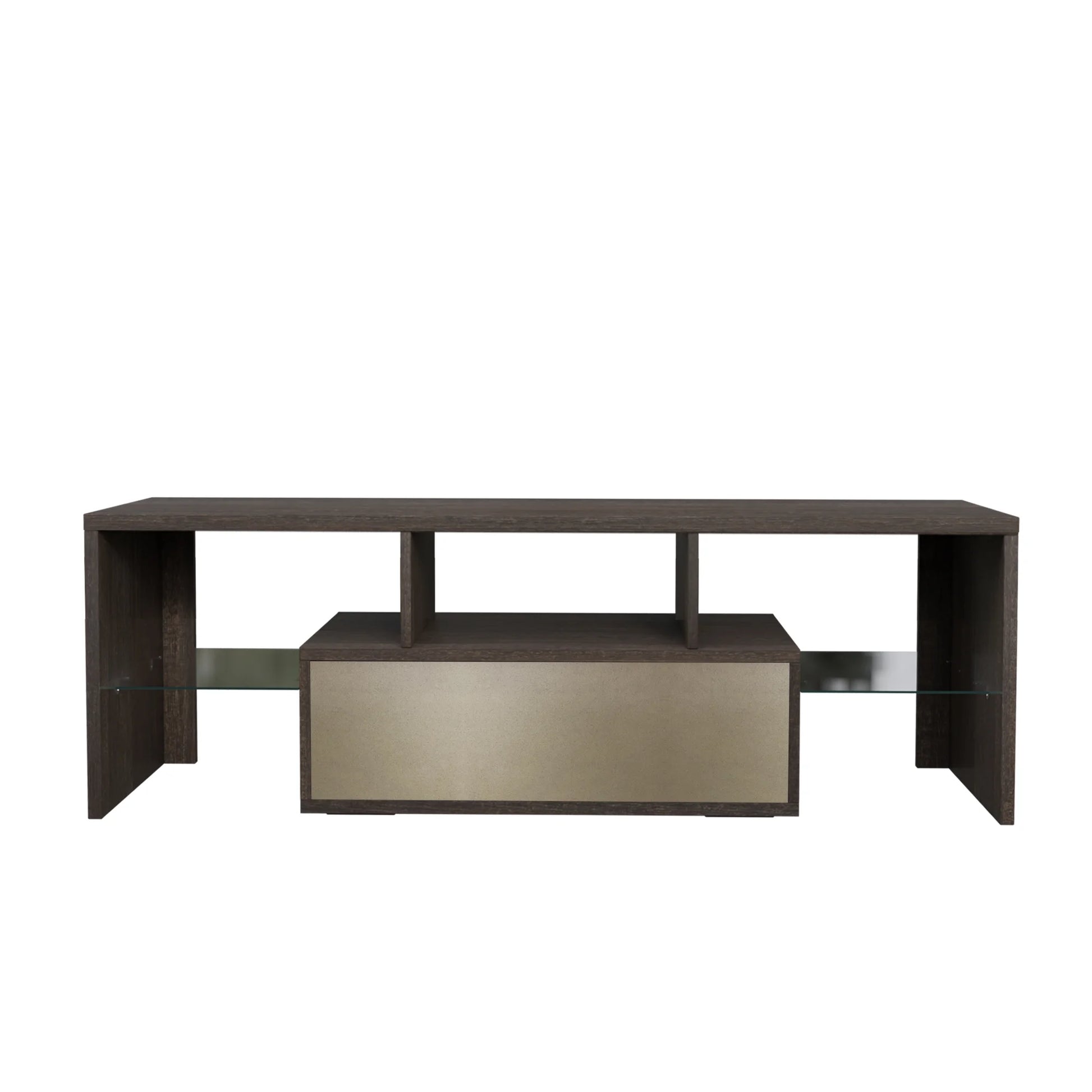 Farmhouse TV Stand for 55 Inch TV, Modern LED Entertainment Center with Storage Cabinet