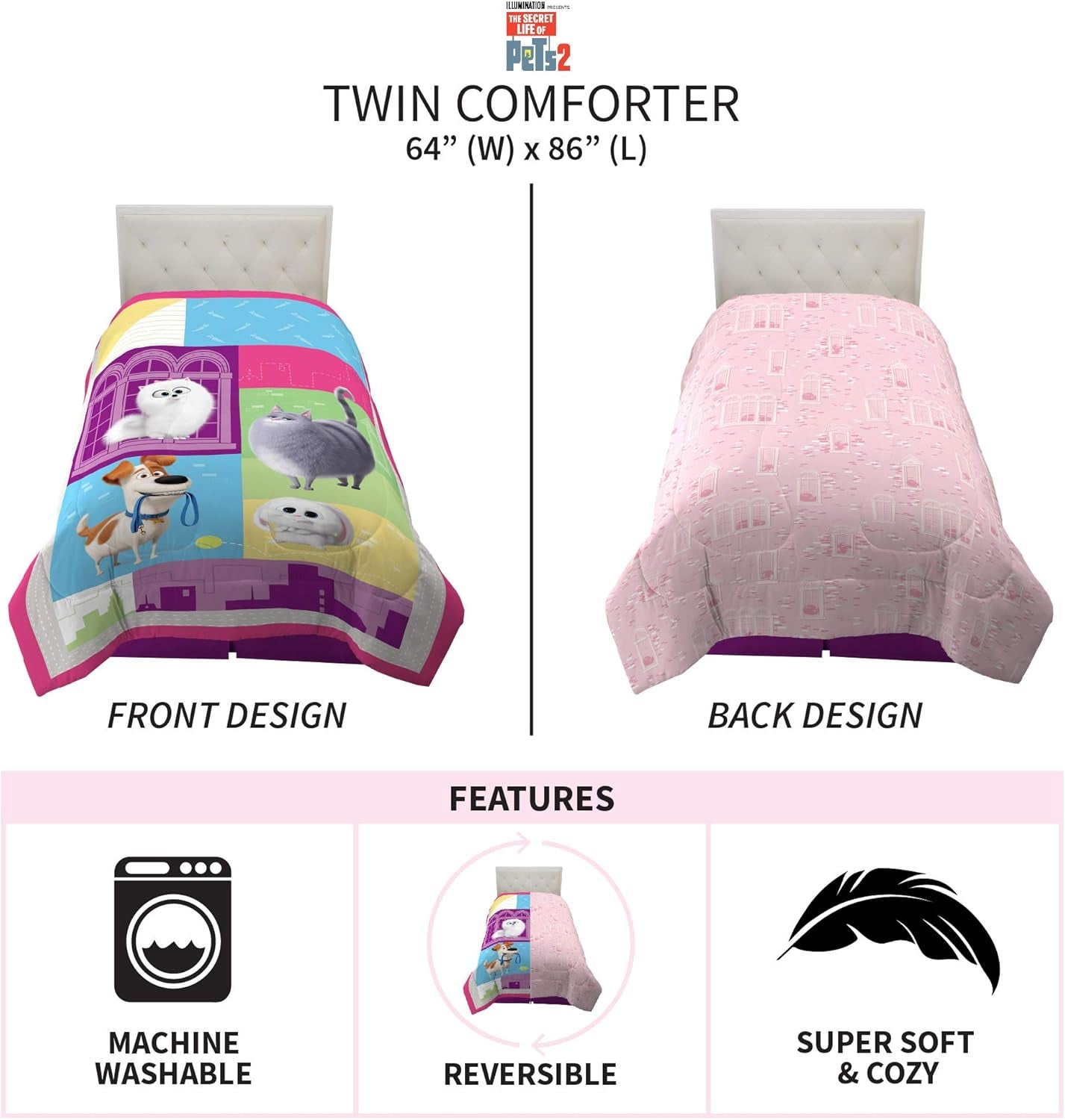 Kids Bedding Comforter, Twin, Secret Life of Pets 2