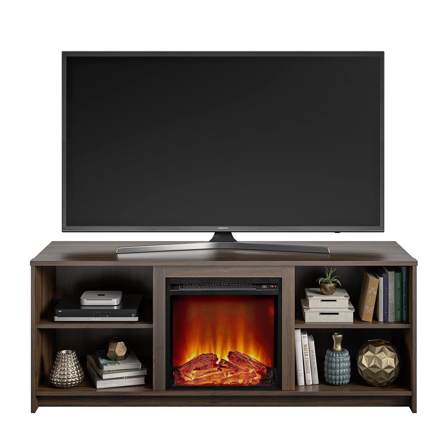 Fireplace TV Stand for Tvs up to 65", Walnut