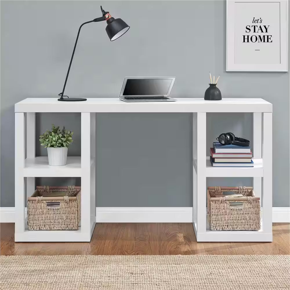 46.2 In. Rectangular White Computer Desks with Storage