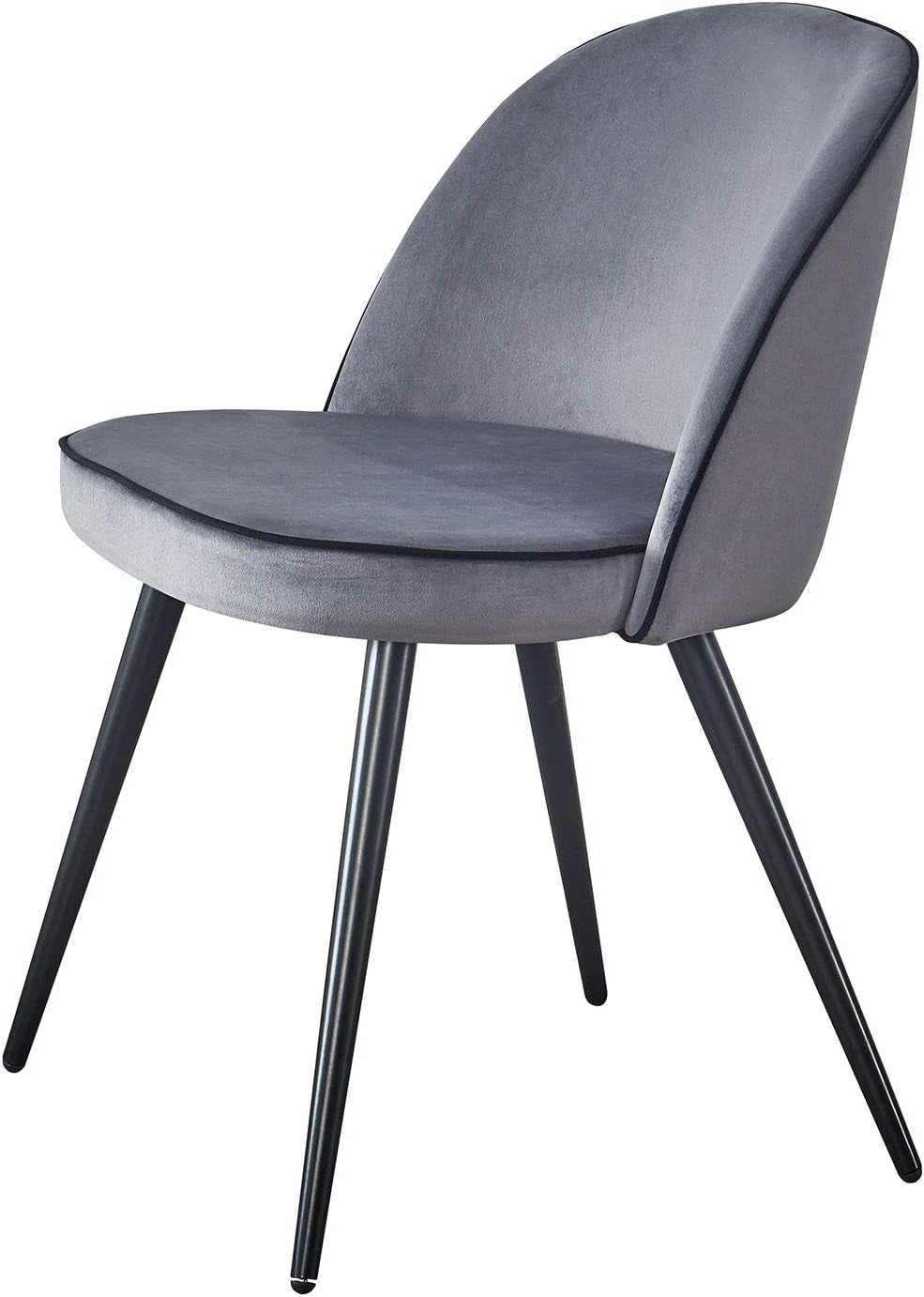 Dining Room Chairs Set of 4 W/Soft Velvet Seat Backrest and Metal Legs (4, Grey)