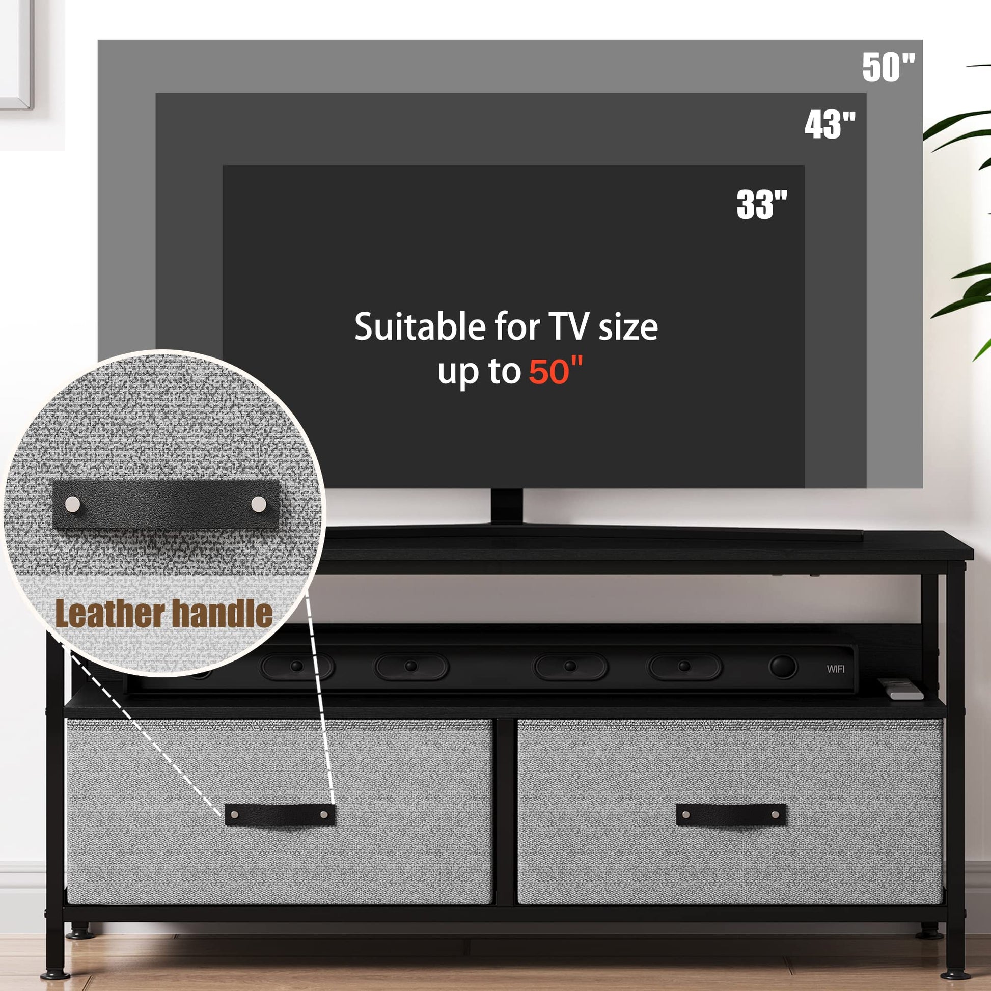 Dresser TV Stand, Entertainment Center with Storage, 43 Inch TV Stand, Grey