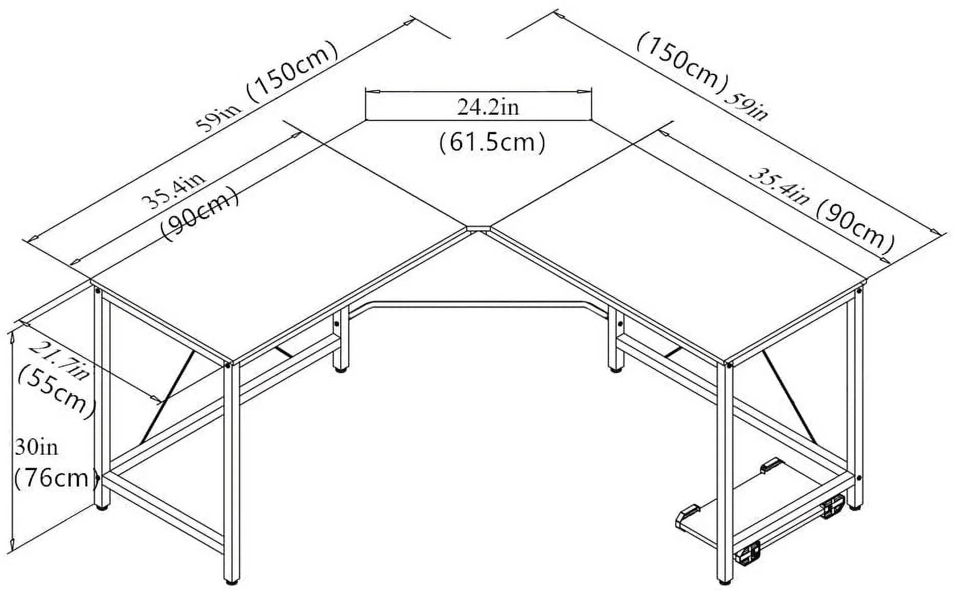 59 in L-Shaped Desk Large Computer Desk, Office Desk, White Oak