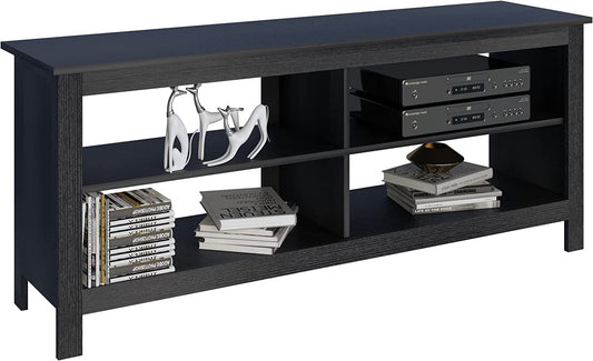 Black TV Stand for 50 Inch TV, Storage Shelves, Entertainment Center, Media Console