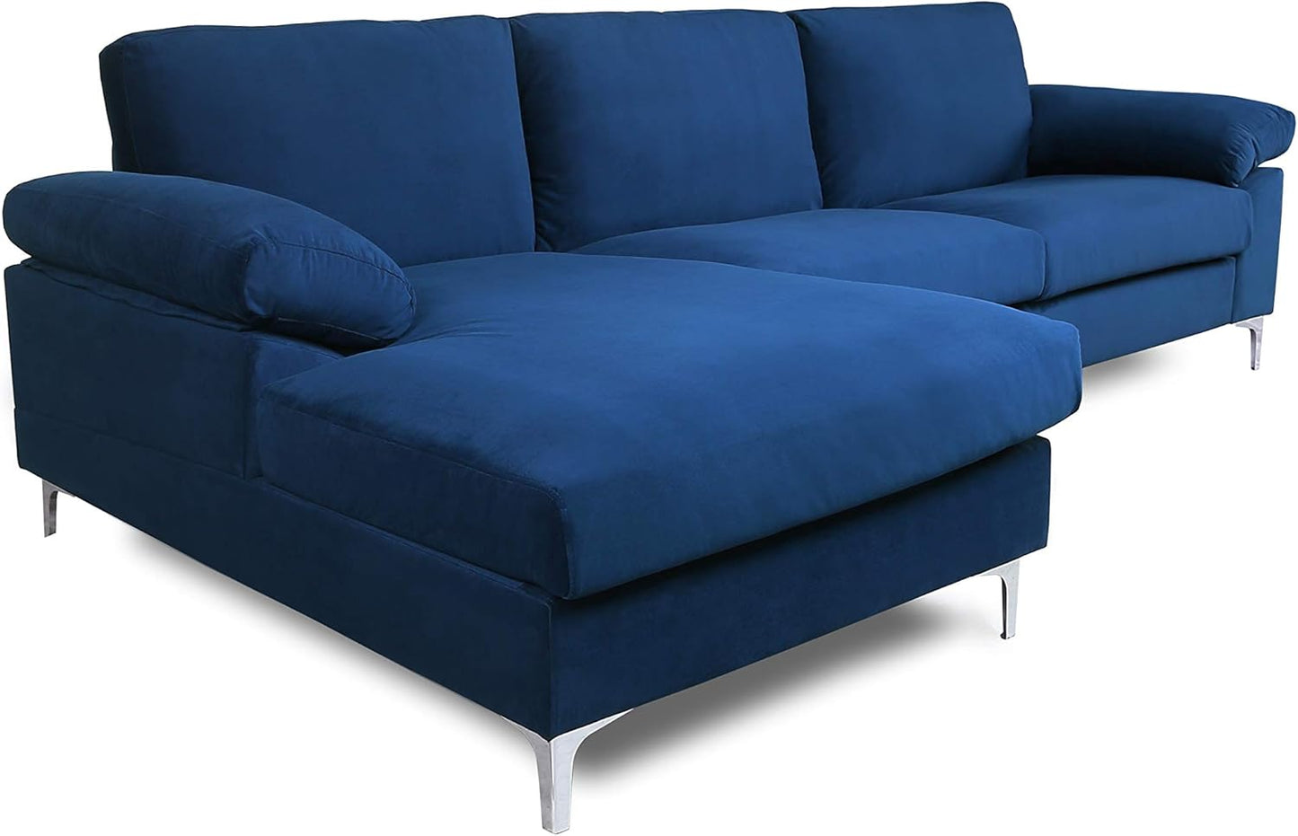 Sectional Velvet, ‎104 X 52 X 30 Inches, Navy Blue