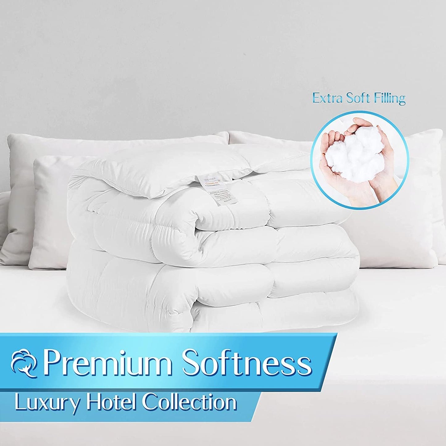 King Duvet Comforter Insert - Ultra Soft Box Stitched King Size Duvet, All Season White down Alternative Cozy Comforter with Corner Tabs, King 104X92