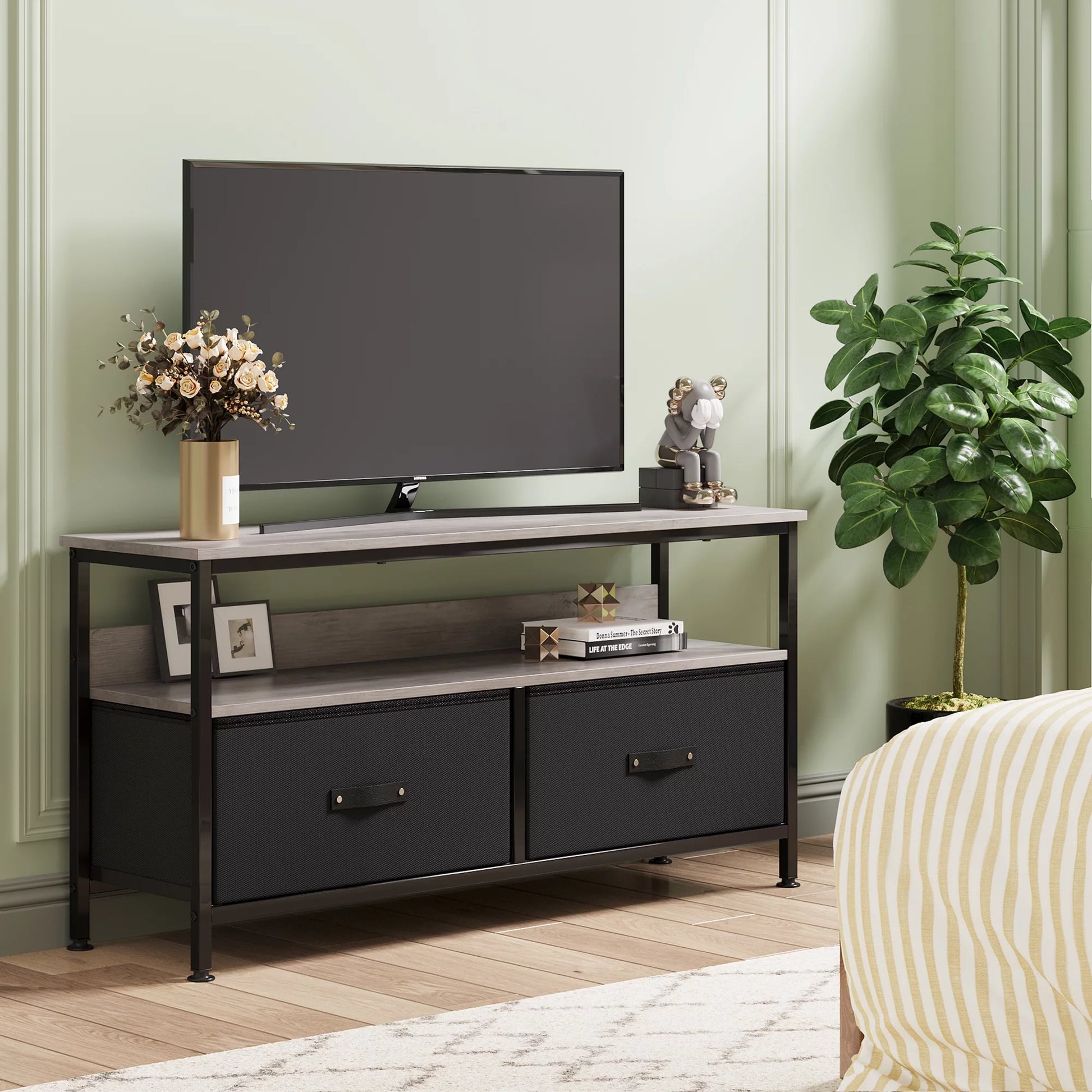 Dresser TV Stand 3-Drawers , 55 Inch TV Stand for Bedroom Small TV Stand Dresser with Drawers and Shelves,