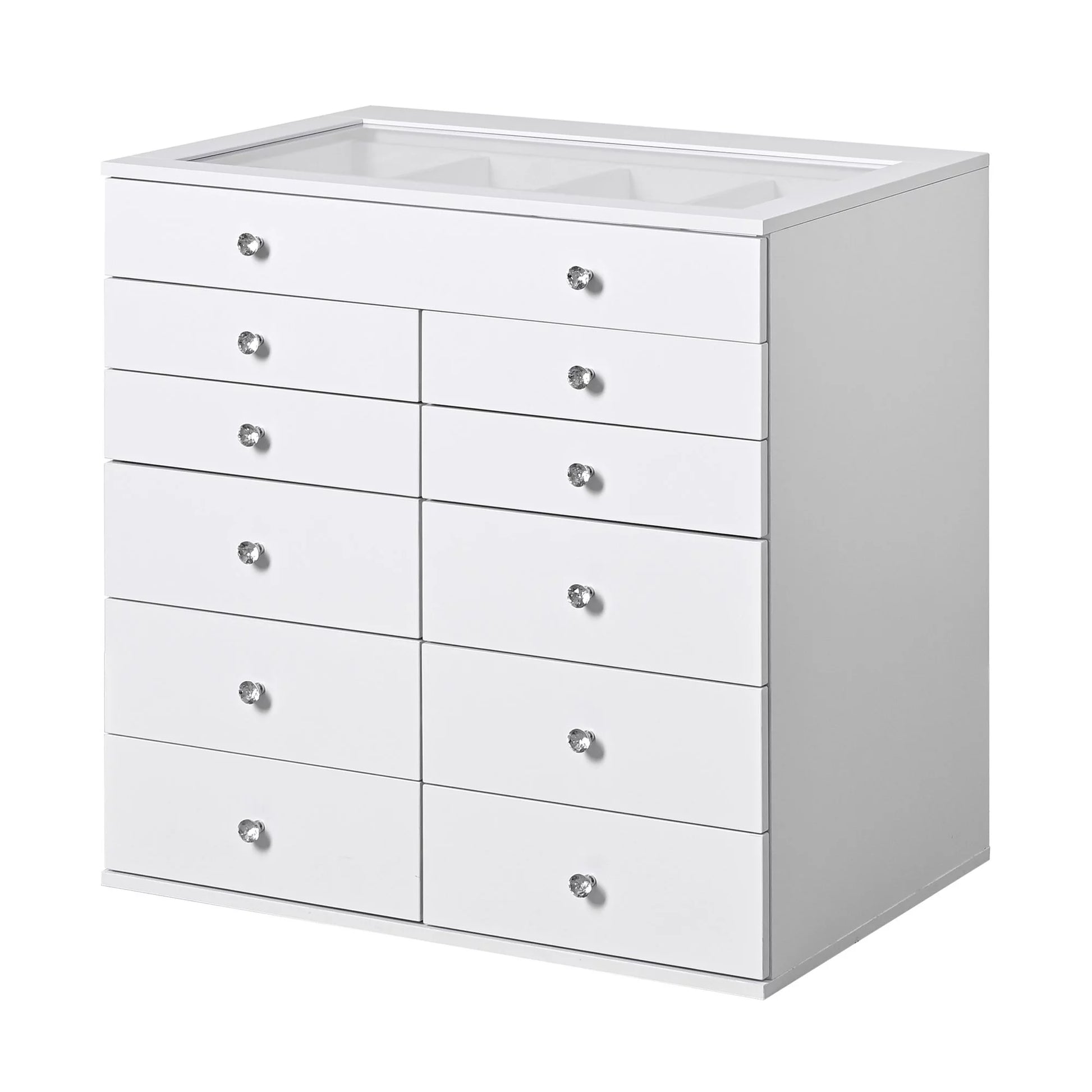 Display Chest with 11 Drawer, Craft Storage Organization (White)