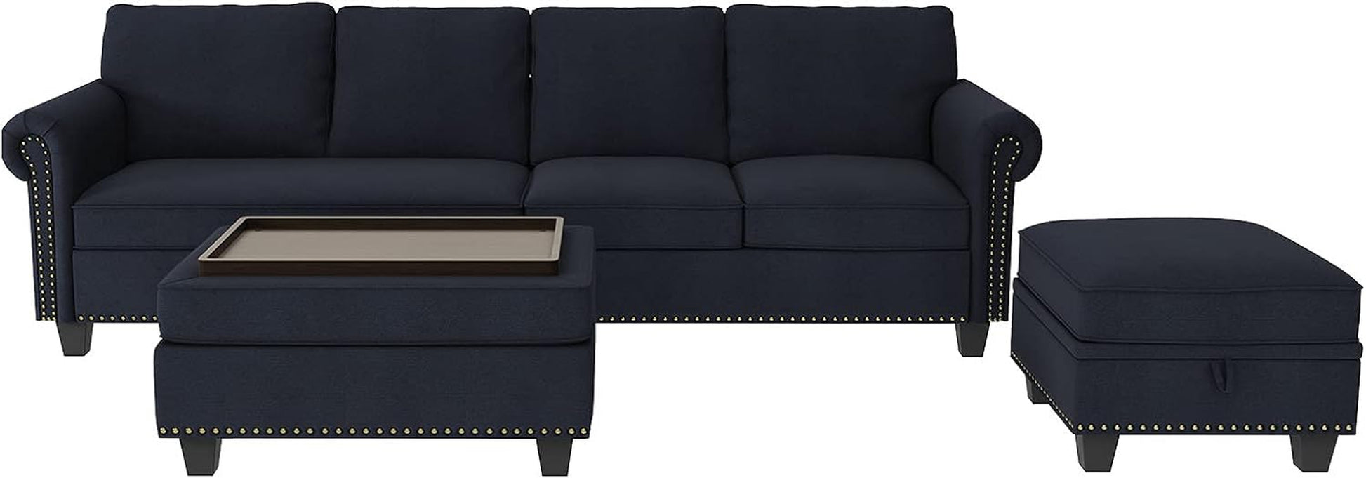 Convertible Sectional Sofa Couch, L Shaped Sofa, Reversible Couch, Denim Blue