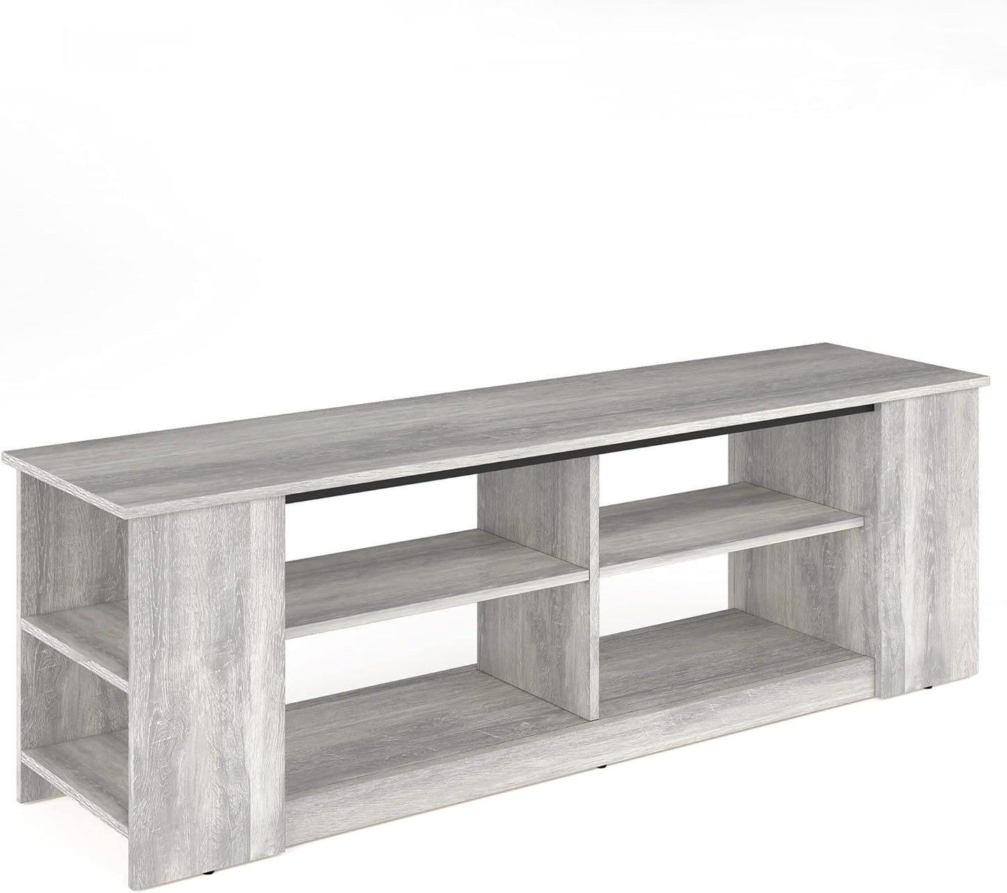 TV Stand for 55 Inch TV, Wood Entertainment Center, TV Console with Shelves, Light Grey