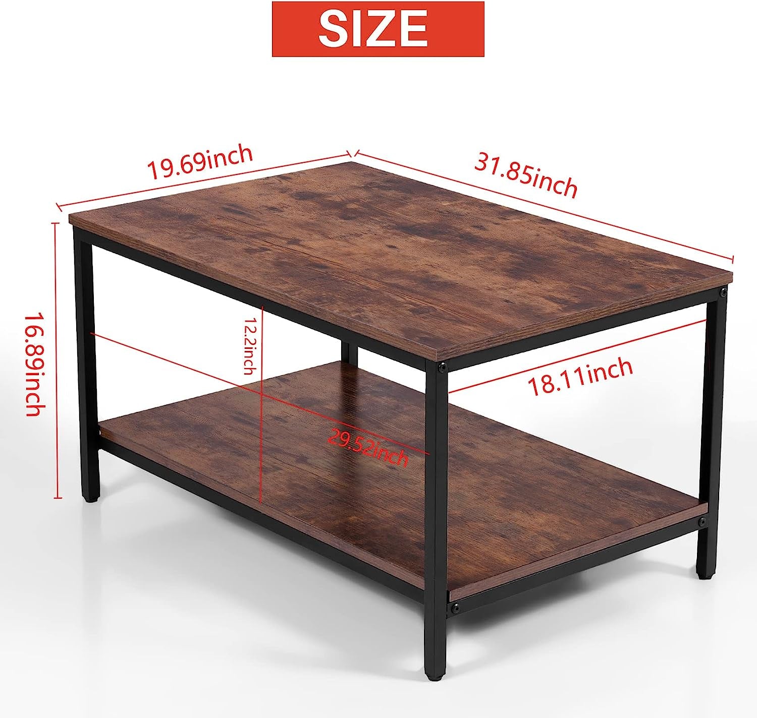 Coffee Table,Rectangular Fashion, Modern  for Living Room with Metal Frame 