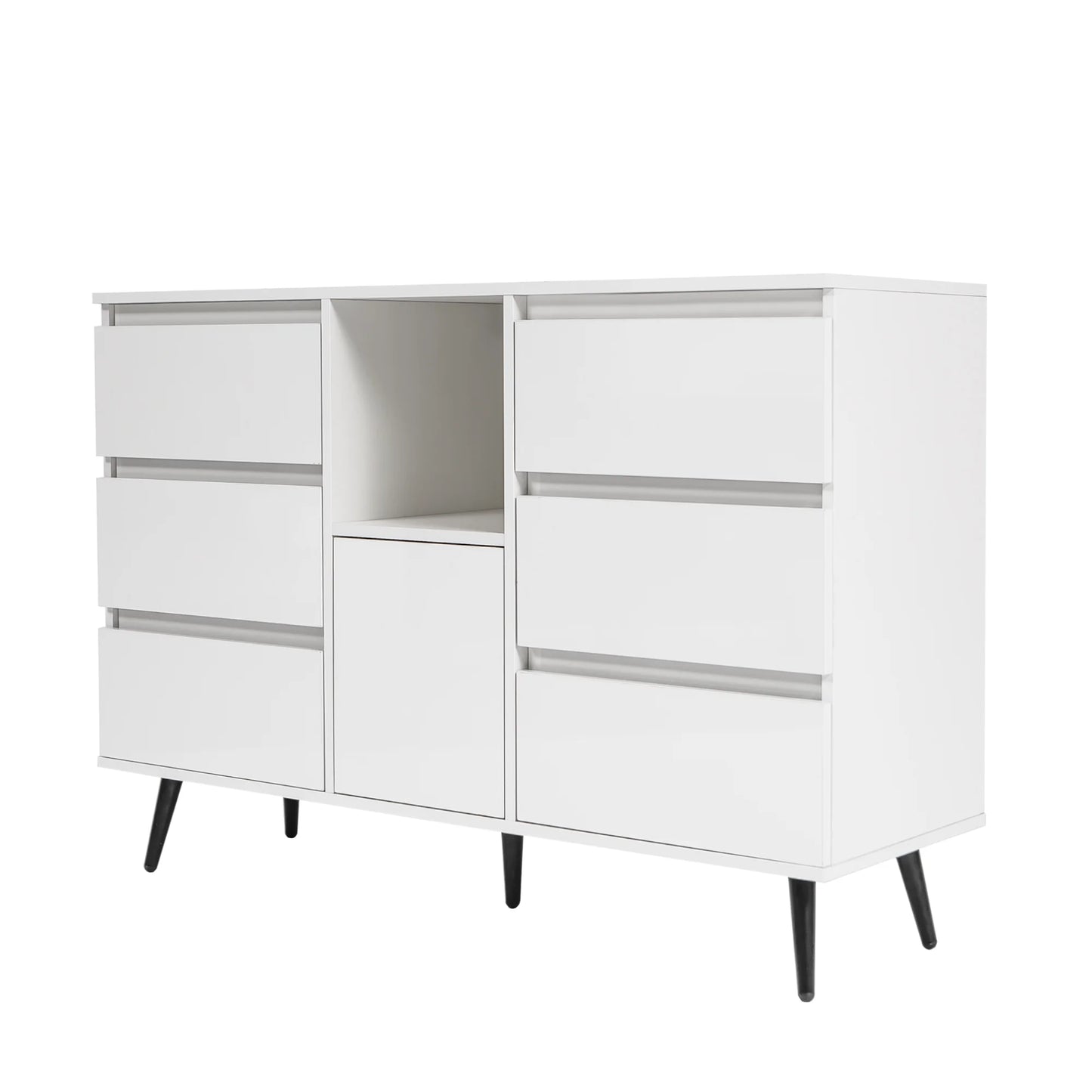 White 6 Drawer Dresser with LED Lights Display and Storage Cabinet