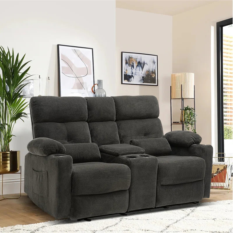 Boyana 68.9" Corduroy Reclining Loveseat-Power Reclining with Console, Heat and Massage