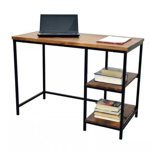 42 In. Rectangular Chestnut/Black Writing Desks with Solid Wood Top