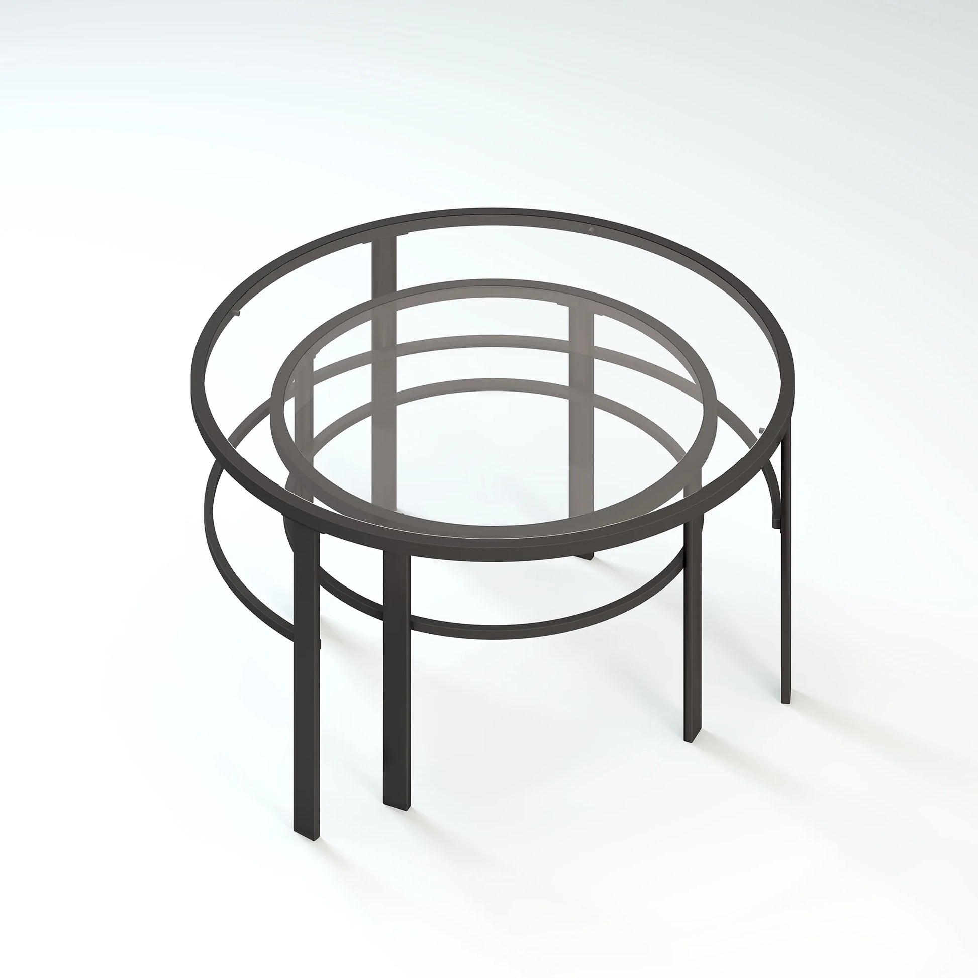 Gaia round Glass 2pc Coffee Table, Blackened Bronze