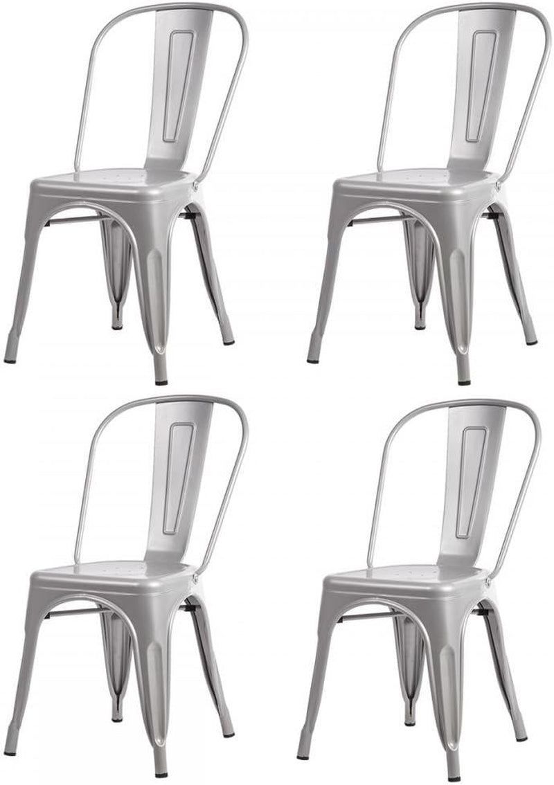 Dining Metal Chairs, Set of 4 Stackable, Metal Stool Dining Side Chairs