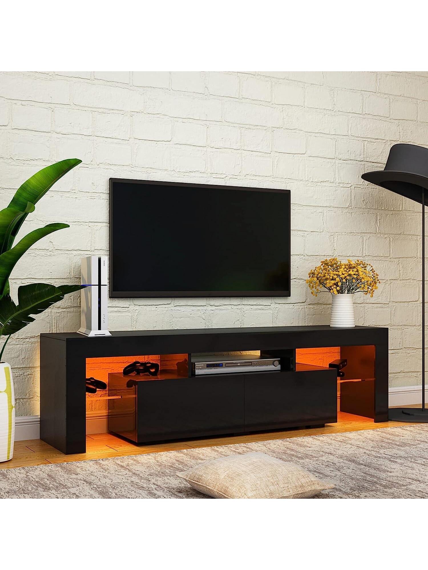 63 Inch TV Stand, Led  Glossy Entertainment Center, for 60/65/70 Inch 