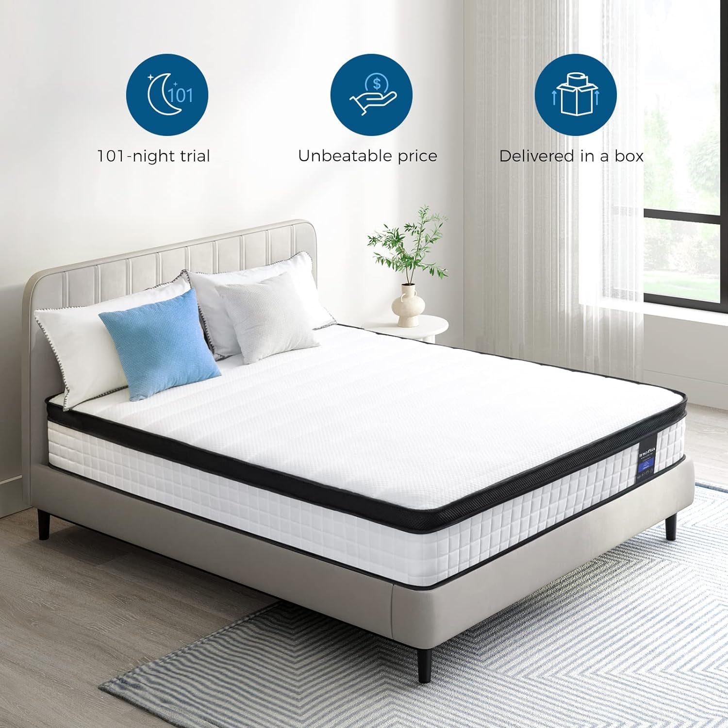 Twin Mattress, 10 Inch Twin Size Hybrid Mattress, Breathable Comfortable Cool Single Mattress, Supportive & Pressure Relief, Motion Isolating Individually Wrapped Coils, Medium Firm