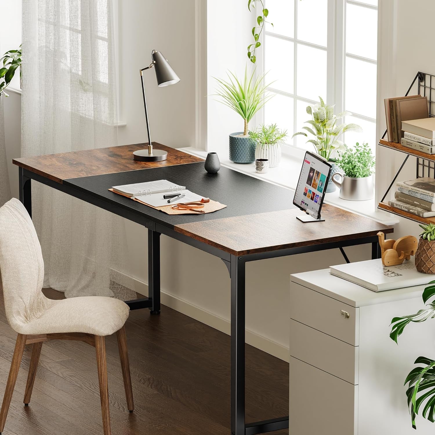 Computer Desk, 63 Inch Office Desk, with Storage