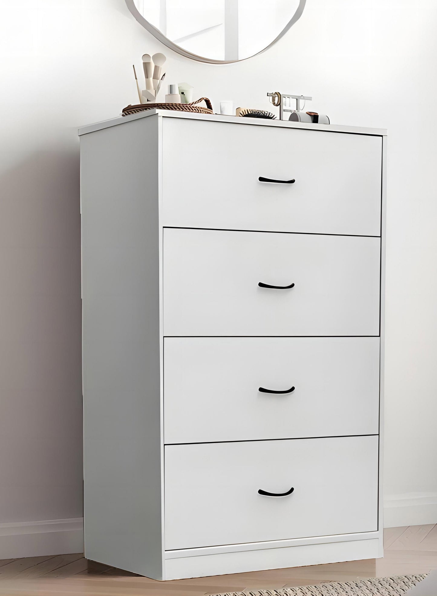 4 Drawer Wood Chest, Modern Storage Cabinet, Light Gray