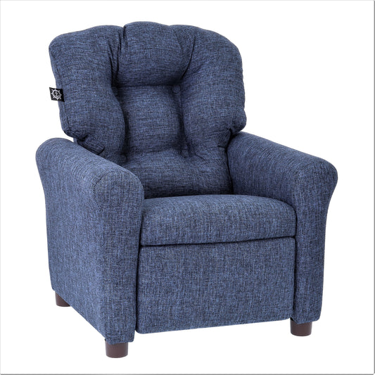 Traditional Kids Recliner Chair, Toddler Ages 1-5 Years, Polyester Linen, Sapphire