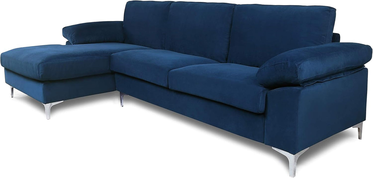 Sectional Velvet, ‎104 X 52 X 30 Inches, Navy Blue