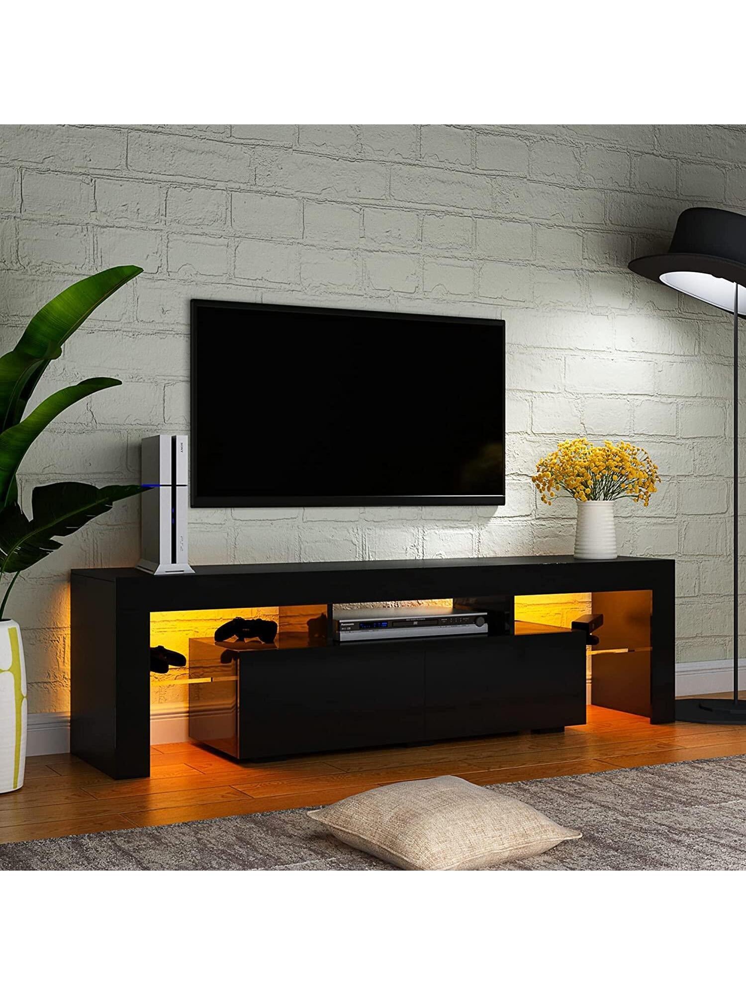 63 Inch TV Stand, Led  Glossy Entertainment Center, for 60/65/70 Inch 