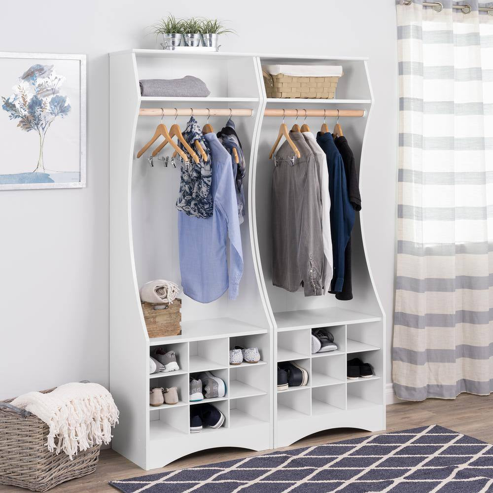 White Compact Wardrobe with Shoe Storage