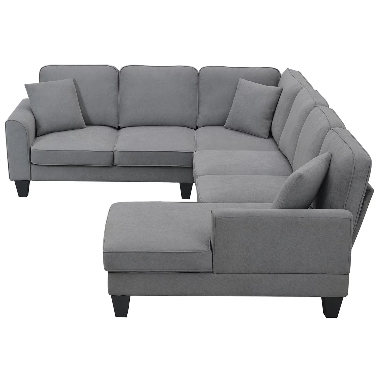 Convertible Modular Sectional Recliner, U Shaped Couch 7 Seat Fabric,Dark Gray