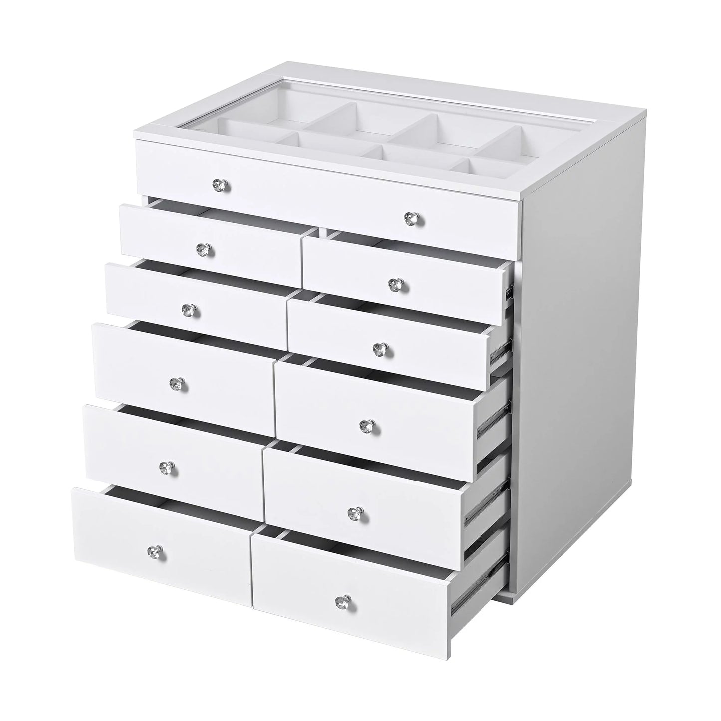 Display Chest with 11 Drawer, Craft Storage Organization (White)