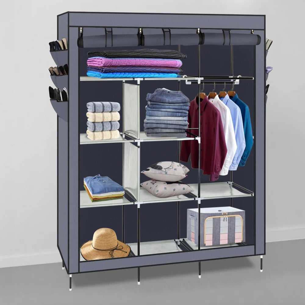 69" Wardrobe Clothing Storage, Gray