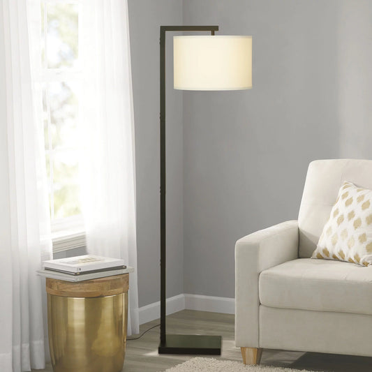 Contemporary Metal 62In Floor Lamp with On/Off Foot Switch, Black